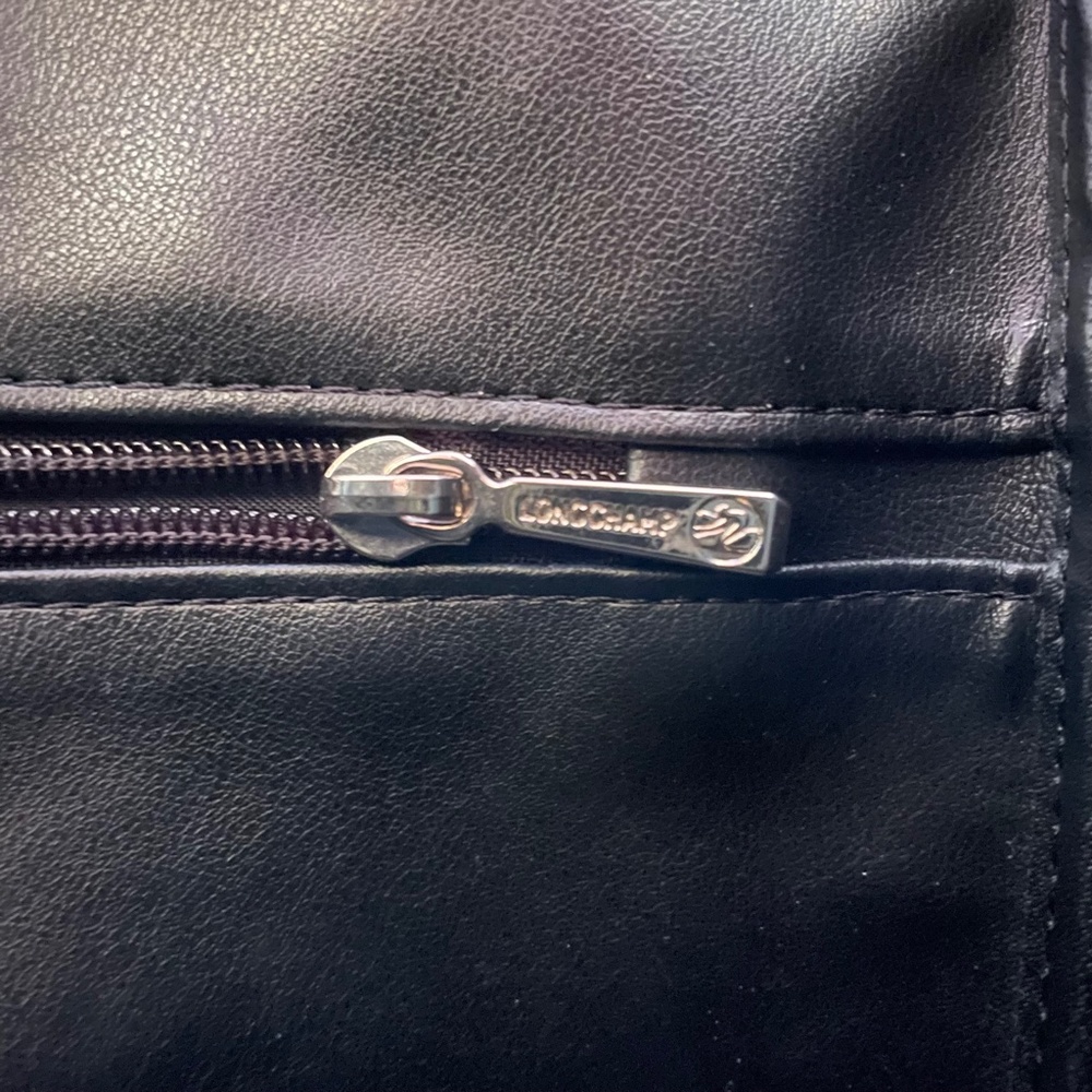 Longchamp Roseau Vintage Smooth Black Leather Hand Bag Satchel Made in France - Picture 12 of 16